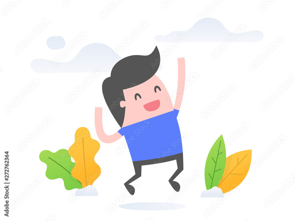 Successful man jumping and smile. Successful man jumping and smile.