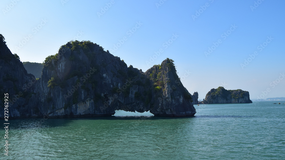 Karst landforms in the sea, the world natural heritage - halong bay in Vietnam.