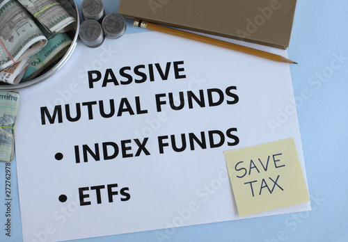 Passive mutual funds, or hybrid funds, which include index and etfs, are an Indian investment avenue, concept.