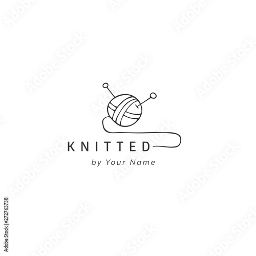A ball of yarn, hand drawn vector logo template. Handmade and knitting theme.