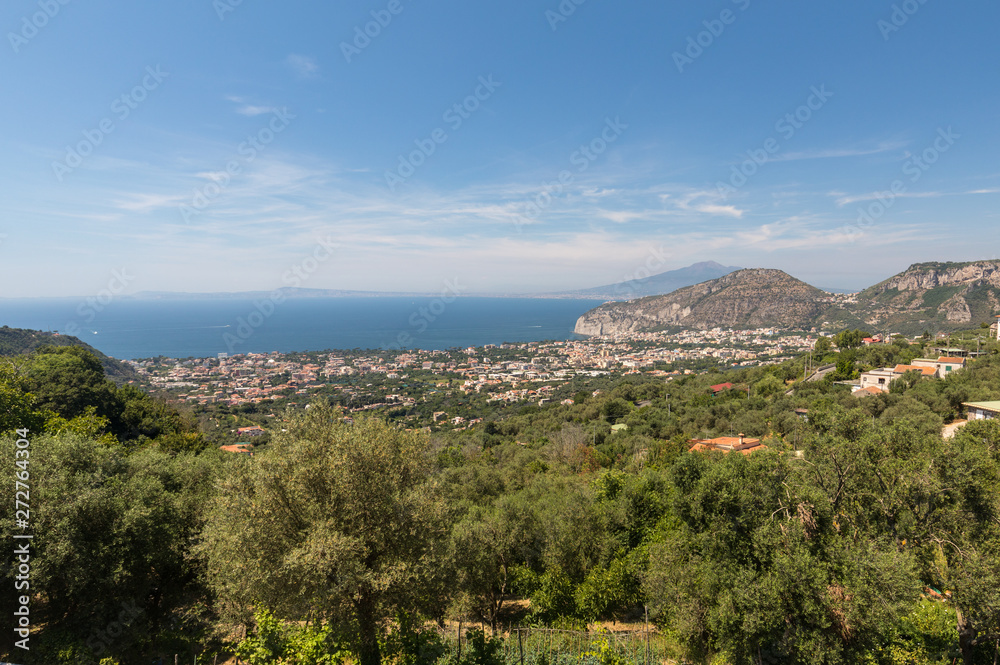  Aerial view of Sorrento, Vesuvio and the Gulf of Naples. Amalfi Coast. Italy