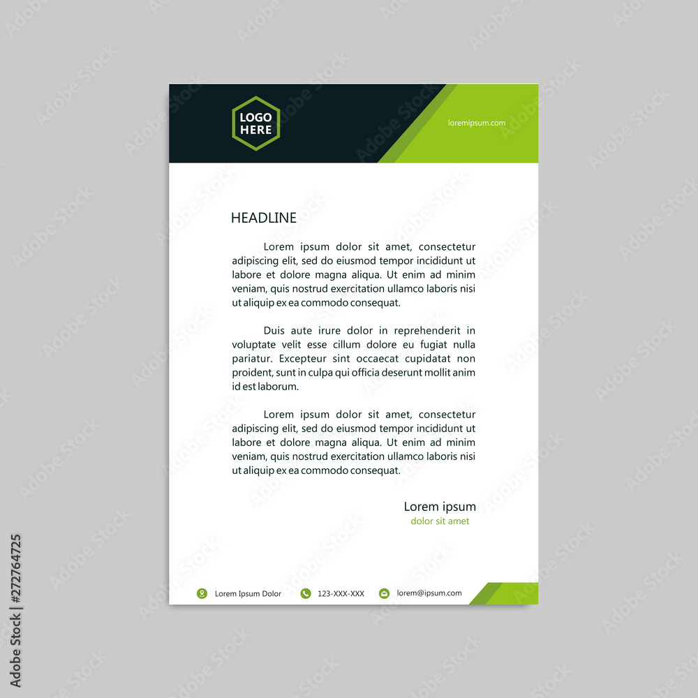 modern corporate dark green letterhead template design