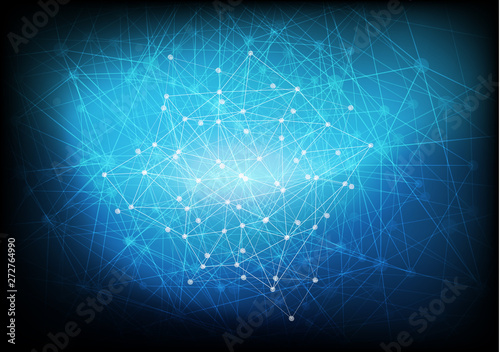 Abstract futuristic - Molecules technology with polygonal shapes on dark blue background