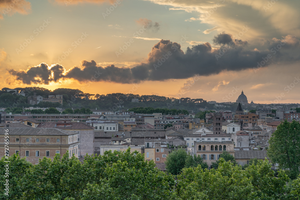 Obraz premium Overiew over Rome with St Peters Church