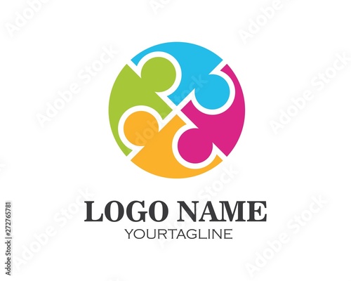 puzzle and community social network logo icon illustration