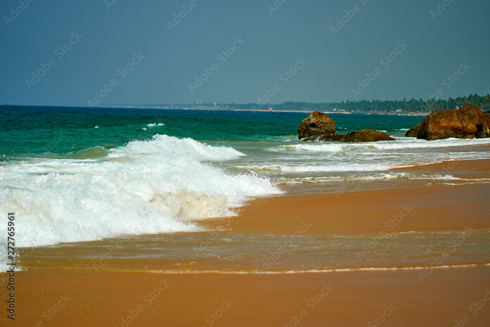 Ocean coast with big waves and rocks Ocean coast with big waves and rocks