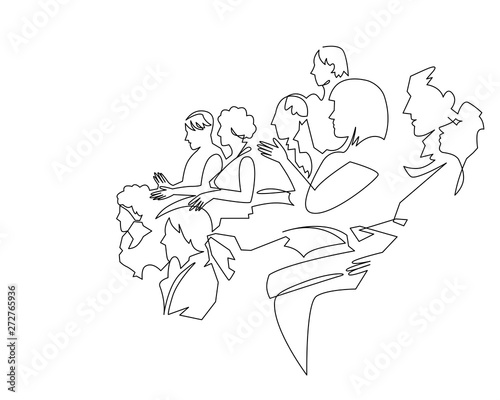 Continuous Line Drawing of Vector illustration character of audience in the conference hall