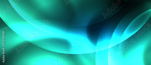 Blue neon bubbles and circles abstract background, futuristic magic techno design