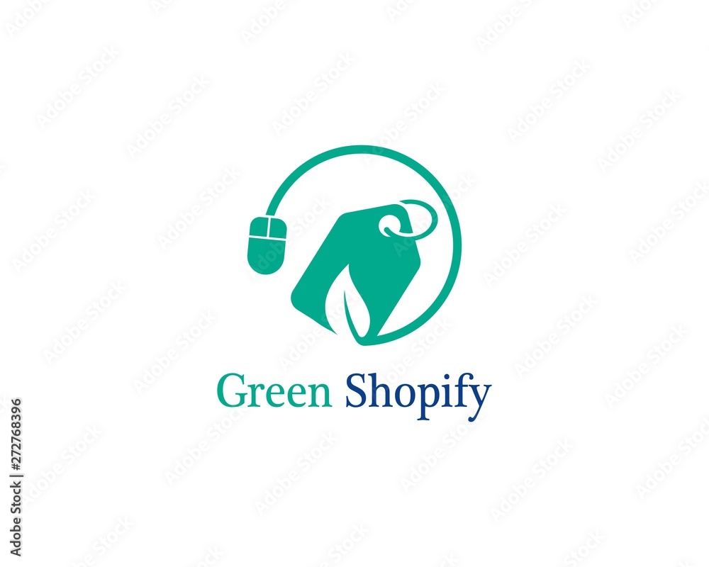 Green bag online shop vector logo design