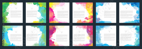 Big set of bright vector colorful watercolor background for poster, brochure or flyer