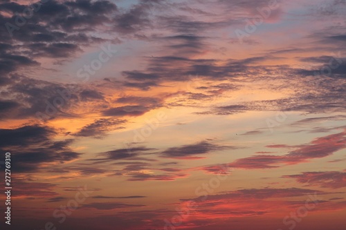 Beautiful fiery pink sunset over the city, natural background © natalya2015