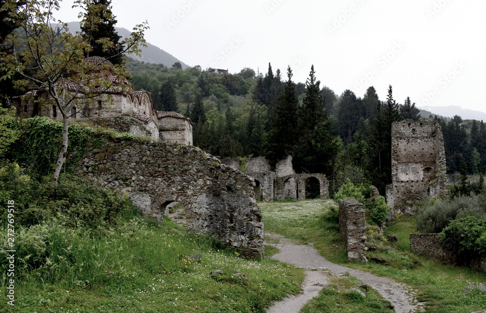 a Medieval church in the Greek Mediaval town of Mistras a Medieval church in the Greek Mediaval town of Mistras