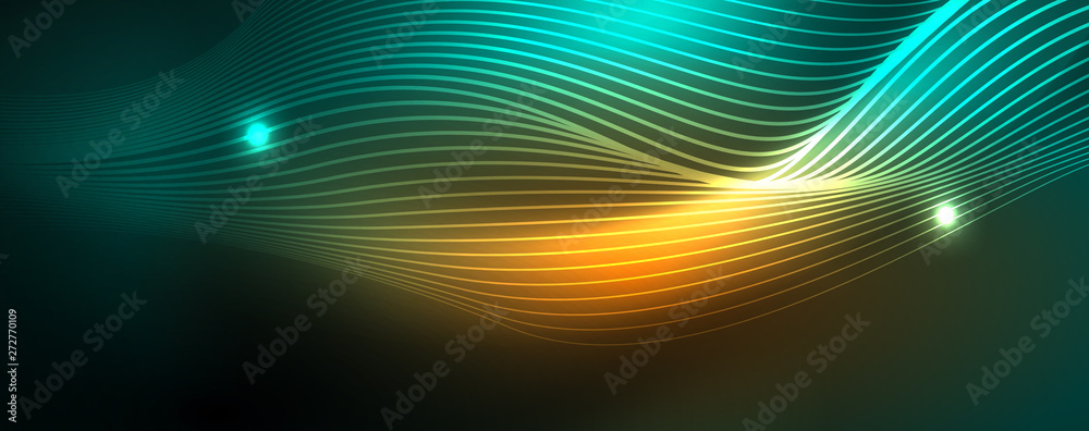Shiny neon vector wave line abstract background, motion concept Shiny neon vector wave line abstract background, motion concept