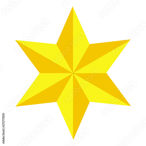 Jewish Star of David. Golden six-pointed star. Gold Magen David. icon.