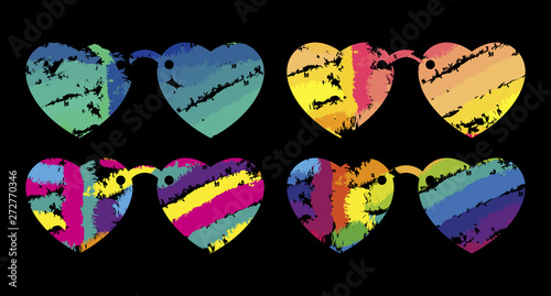 Heart shaped sunglasses line icon for web design isolated on white background. Flat style lineart illustration