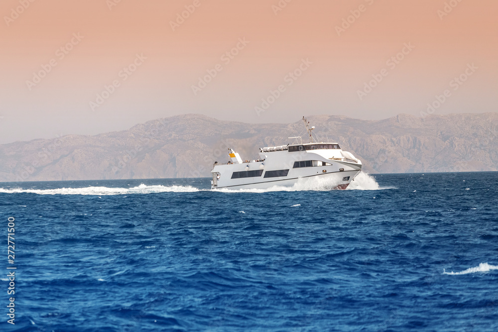 luxury motor boat or speed yacht in open sea luxury motor boat or speed yacht in open sea