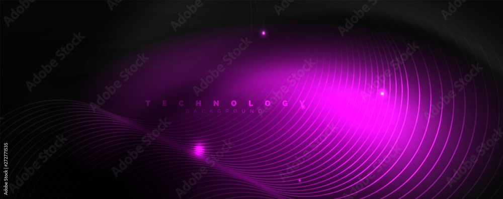 Dark abstract background with bright color neon lights and lines. Glowing background Dark abstract background with bright color neon lights and lines. Glowing background