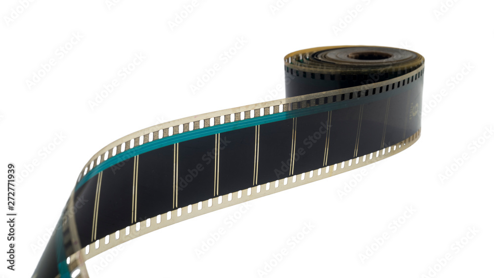 Camera film strip isolated on a white background,  Real high-res 35mm.