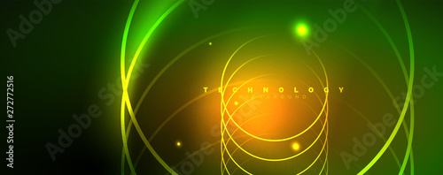 Shiny neon lines template - northern lights glowing blur lines. Futuristic style glow neon 80s disco club or night party techno template