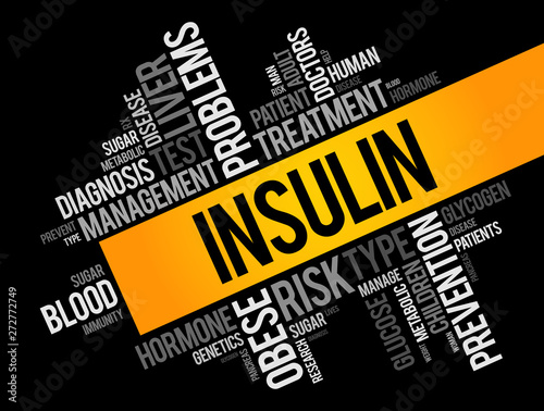 Insulin word cloud collage, health concept background