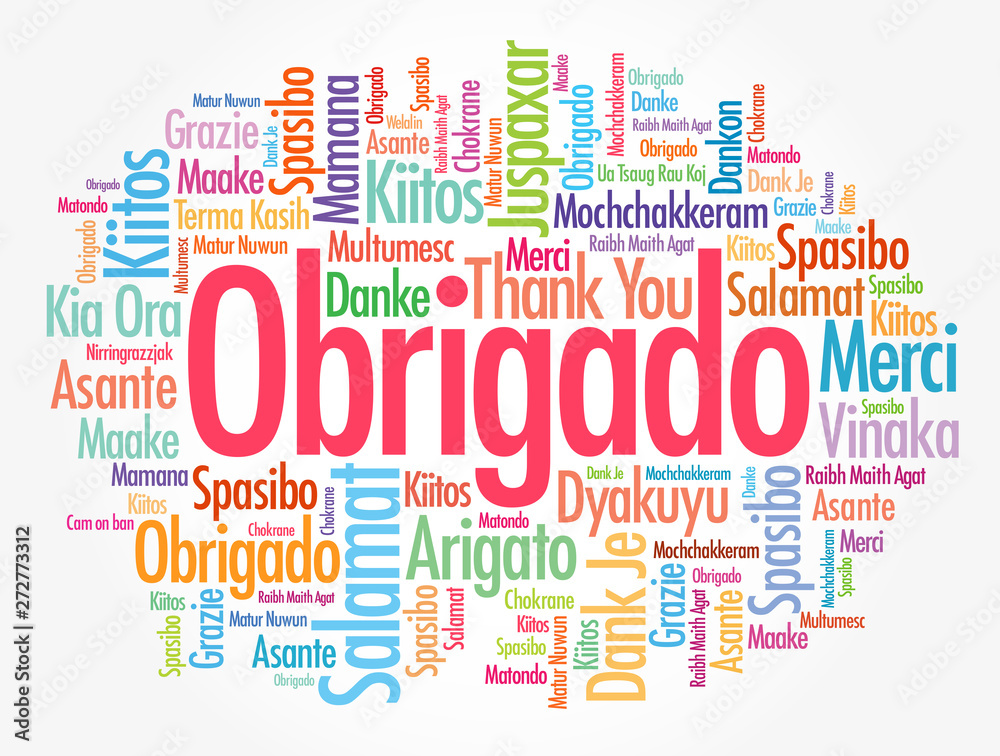 Fototapeta premium Obrigado (Thank You in Portuguese) Word Cloud in different languages