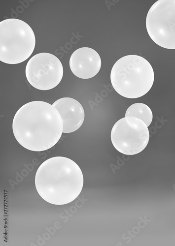 White balloons on dark grey background