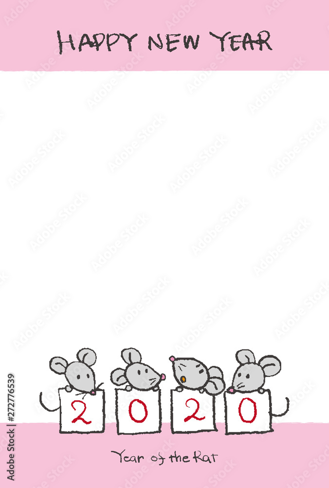 年 子年 手書きの可愛いねずみの年賀状 Stock Vector Adobe Stock 年 子年 手書きの可愛いねずみの年賀状 Stock Vector Adobe Stock