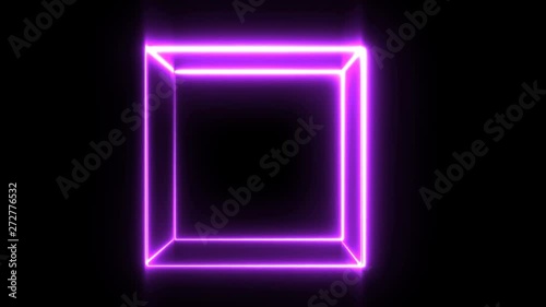 animation glowing neon cube . Seamless loop