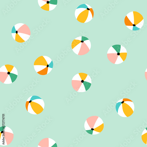 Seamless pattern with colorful beach balls. Vector summer vacation repeat design.