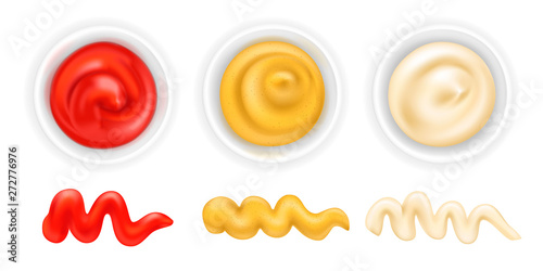 Sauces in bowls set