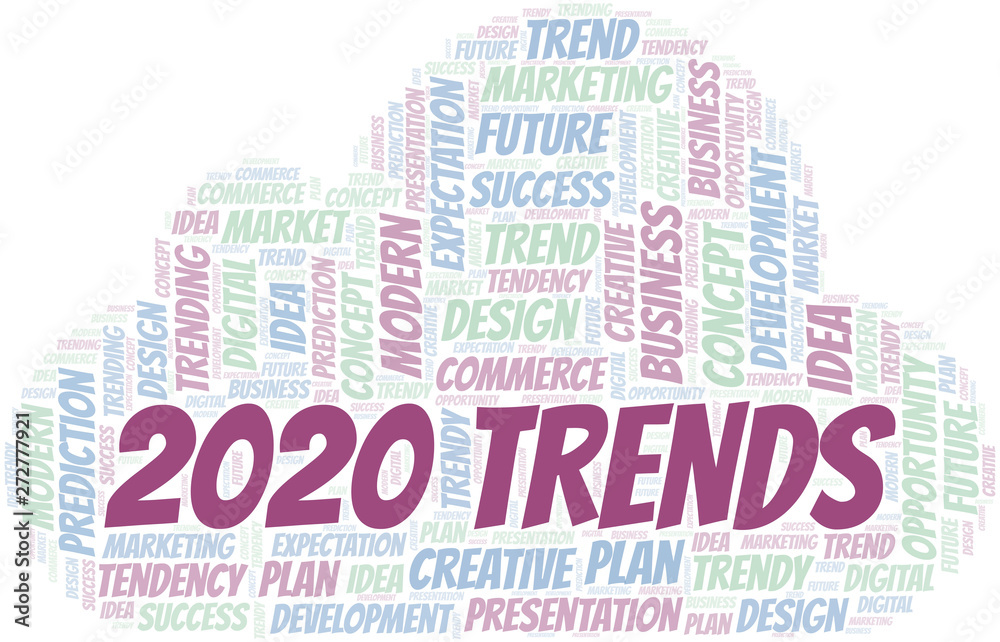 2020 Trends word cloud. Wordcloud made with text only.