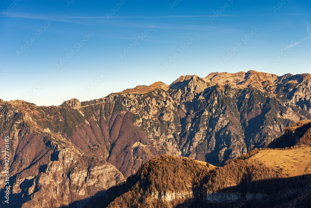 Italian Alps and the Plateau of Lessinia with the Carega Mountain. Regional Natural Park, Verona province, Veneto, Italy, Europe