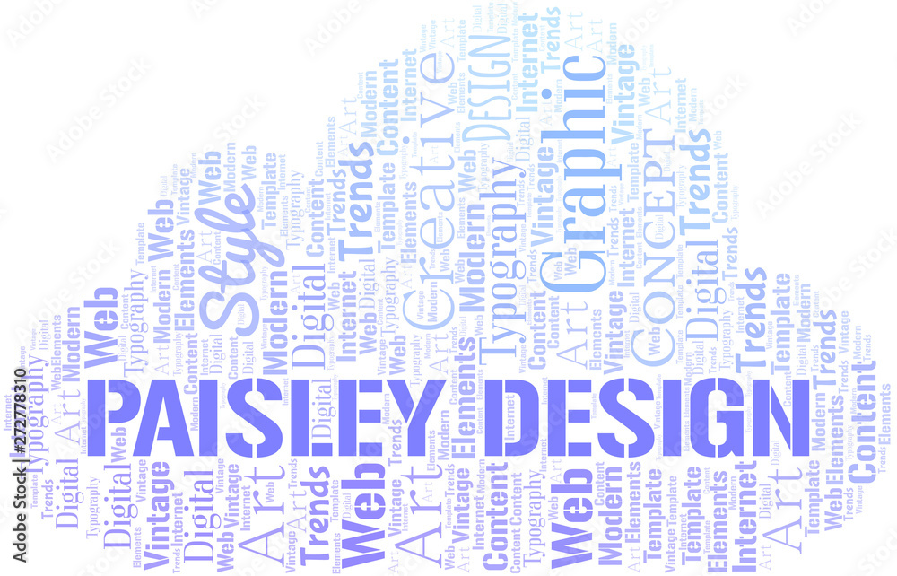 Paisley Design word cloud. Wordcloud made with text only.