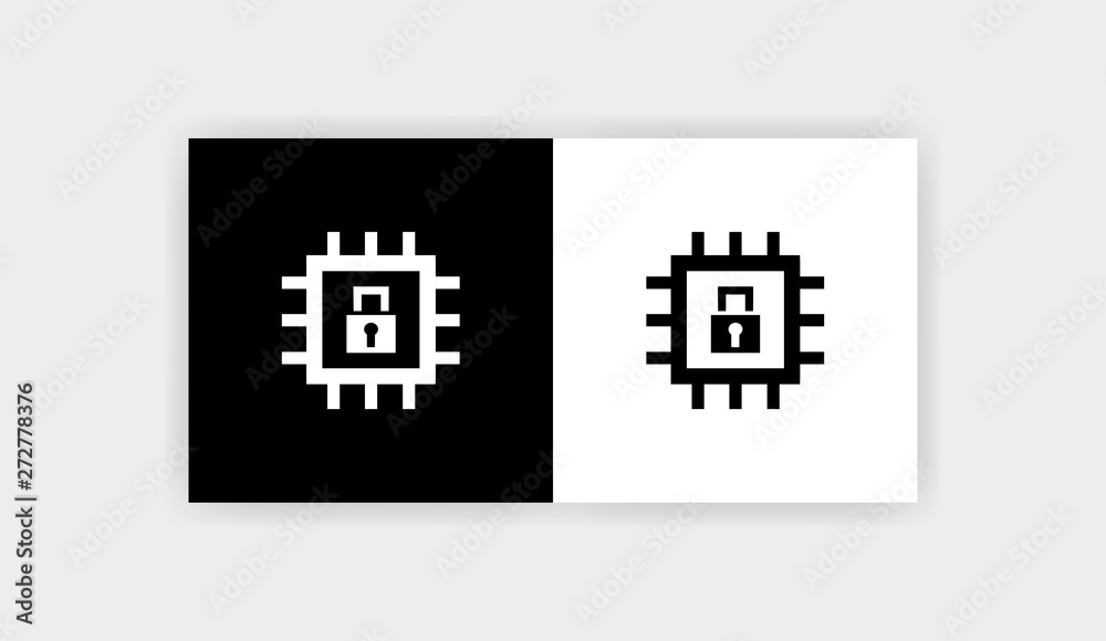 CPU SECURITY Icon Flat Graphic Design CPU SECURITY Icon Flat Graphic Design