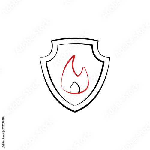 Firefighter, shield two color icon