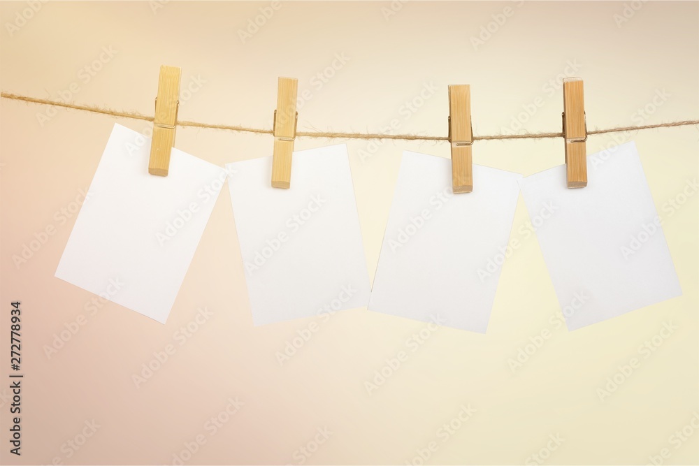Rope background blank card clothesline clothespin concept