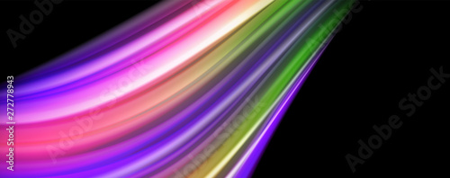 Fluid liquid color wave lines, glowing colorful light effect, abstract composition template. Geometric technology abstract pattern. Movement concept