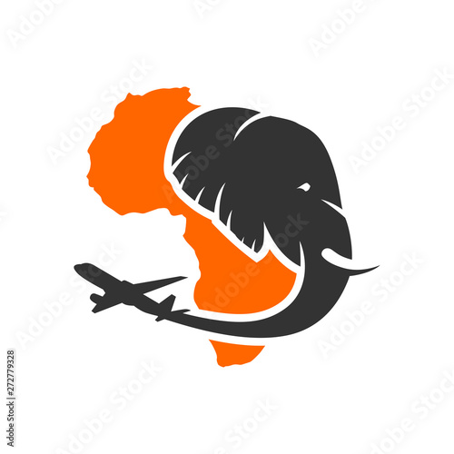 Elephant travel logo in Africa