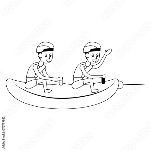 Water extreme sport cartoon isolated in black and white