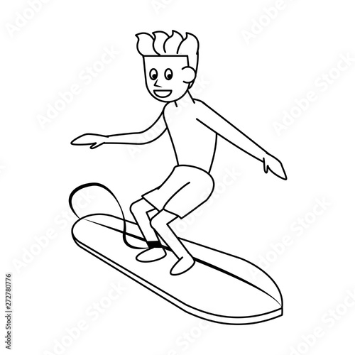 Water extreme sport cartoon isolated in black and white