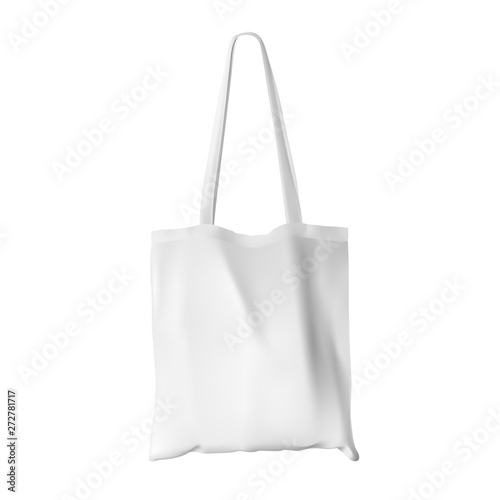 Textile tote bag for shopping mockup. Vector illustration. Can be use for your design. EPS10.