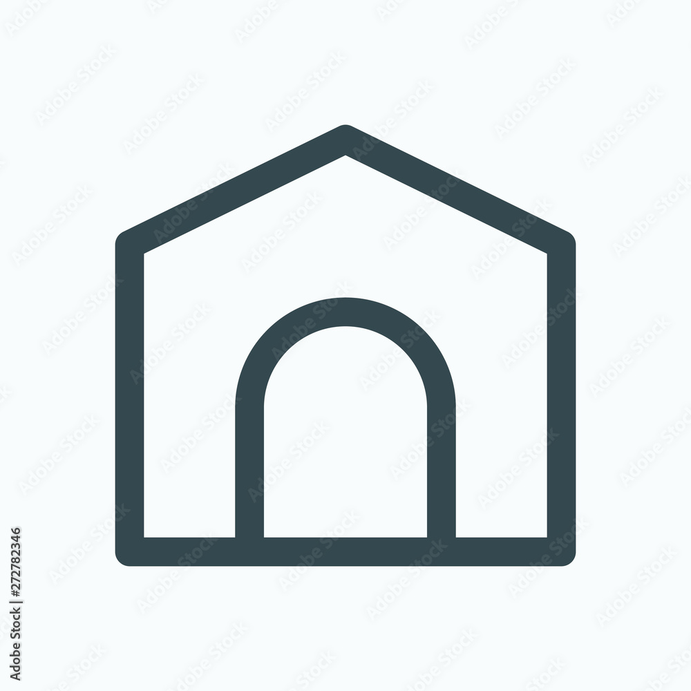 Dog kennel isolated icon, wooden dog kennel linear vector icon Dog kennel isolated icon, wooden dog kennel linear vector icon