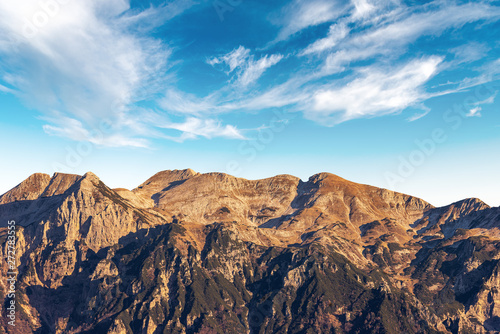 Italian Alps with the Carega Mountain, called the small Dolomites. Northern Italy, Europe