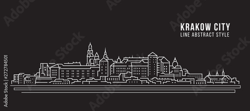 Cityscape Building Line art Vector Illustration design -  Krakow city