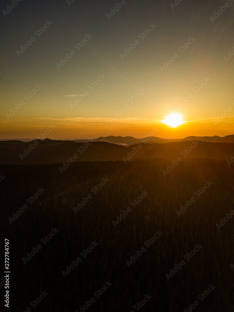 Colourful sunset in the Black Forest, Germany