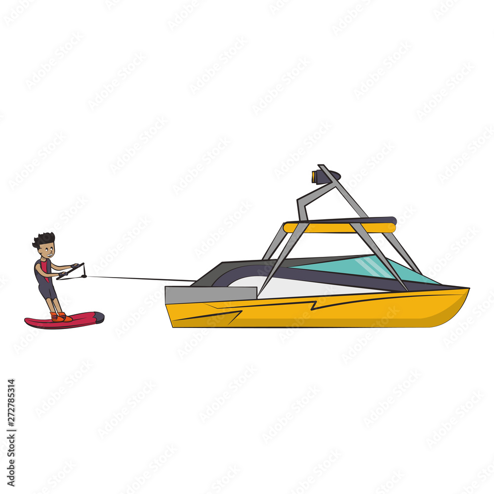 Wakeboarding extreme sport cartoons