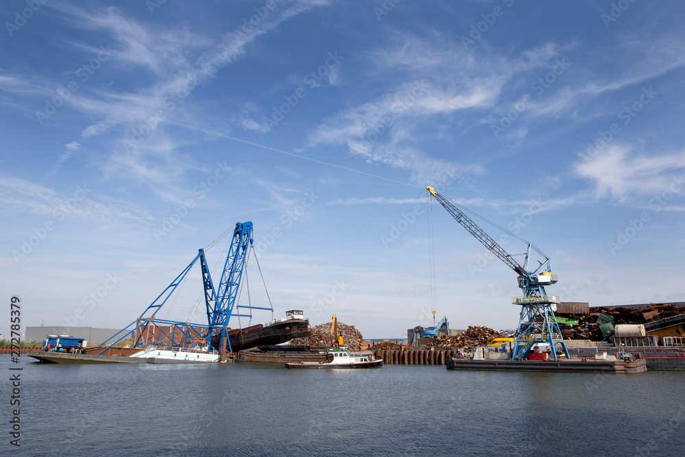 Ships. Harbor. Netherlands. Cranes