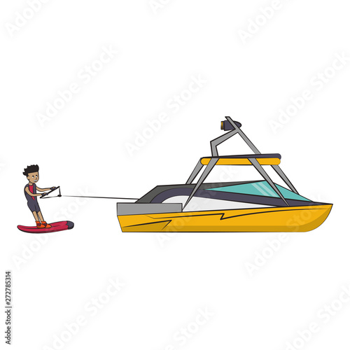 Wakeboarding extreme sport cartoons