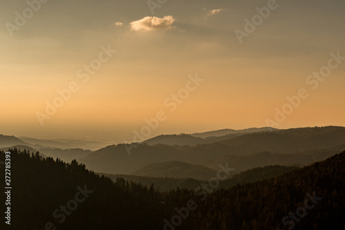Fototapeta Naklejka Na Ścianę i Meble -  Colourful sunset in the Black Forest, Germany