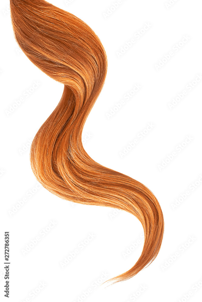 Red hair isolated on white background. Long wavy ponytail Red hair isolated on white background. Long wavy ponytail